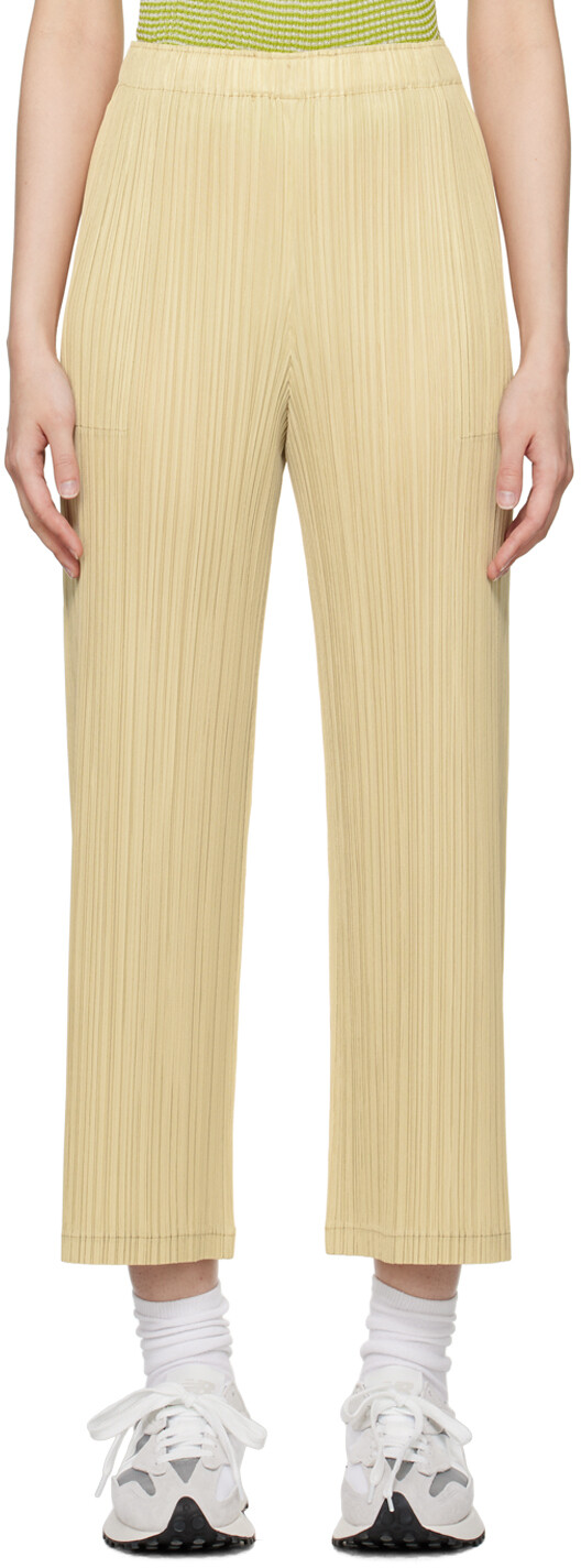 

Желтые толстые брюки 2 брюк Pleats Please Issey Miyake, Желтый