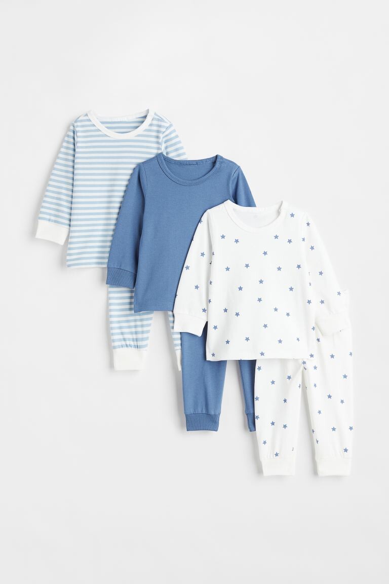 

3 пары хлопковых пижам H&M, белый/звезды