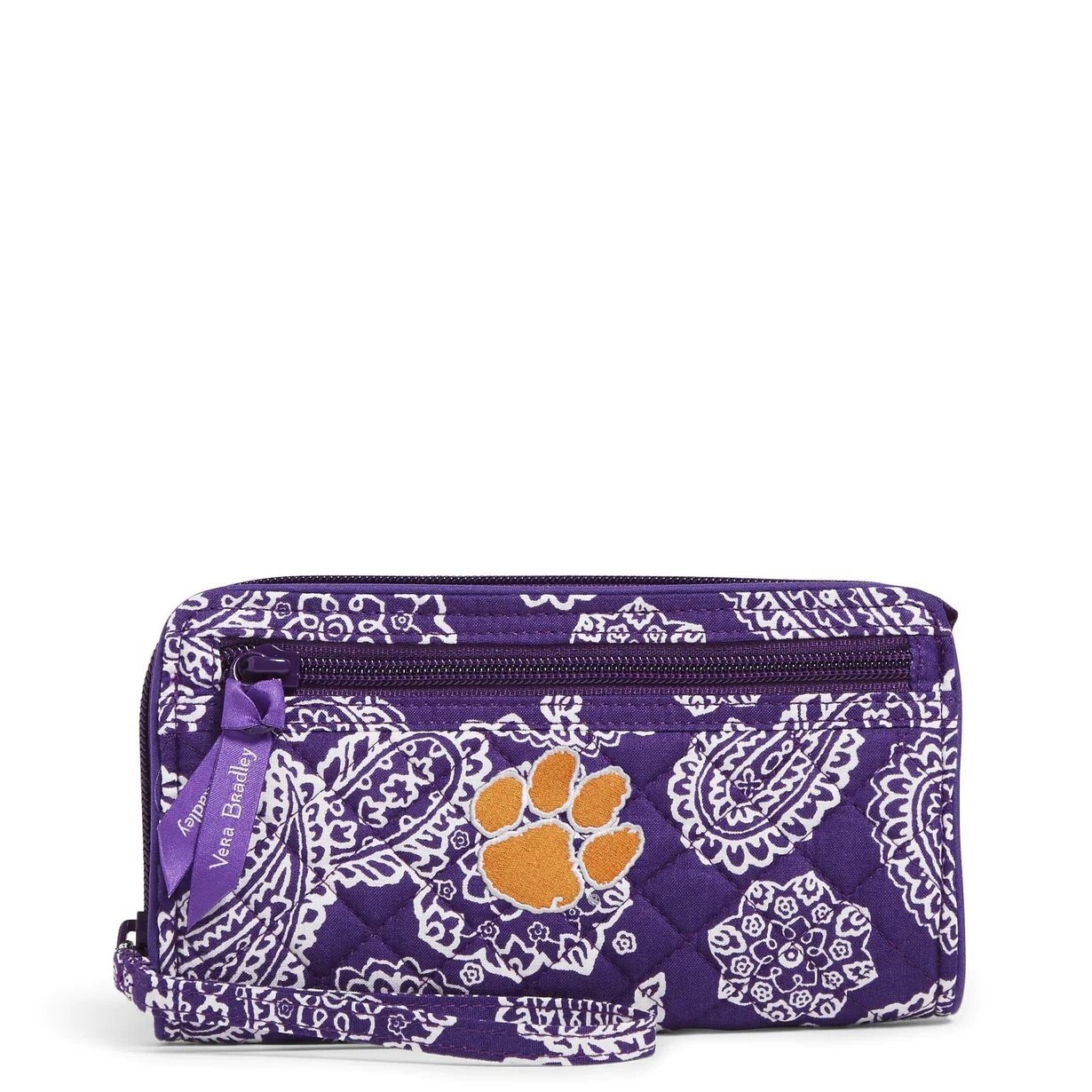 

Кошелек Vera Bradley Cotton Collegiate Front Zip With Rfid Protection, фиолетовый/оранжевый