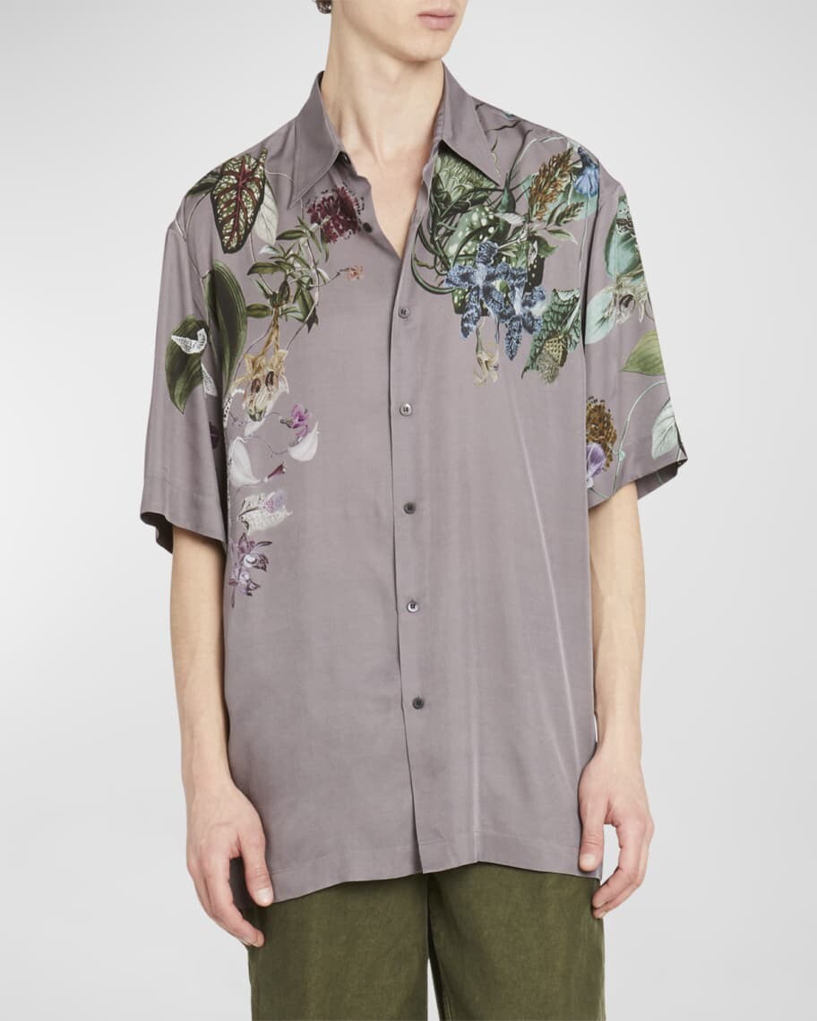 

Мужская спортивная рубашка Cassidye с растительным принтом Dries Van Noten