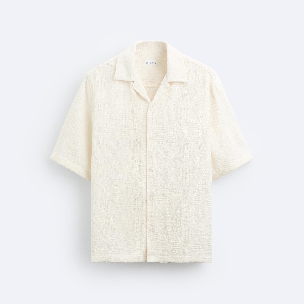 Рубашка Zara Geometric Jacquard, кремовый рубашка zara geometric jacquard черный