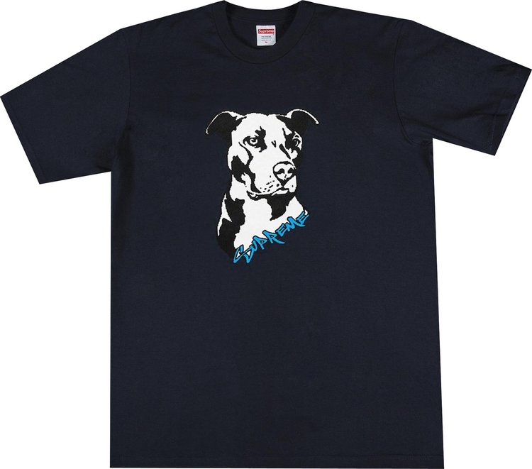 Футболка Supreme Pitbull Tee 'Navy', синий женская футболка счастливый пёс собака питбуль pitbull 2xl темно синий
