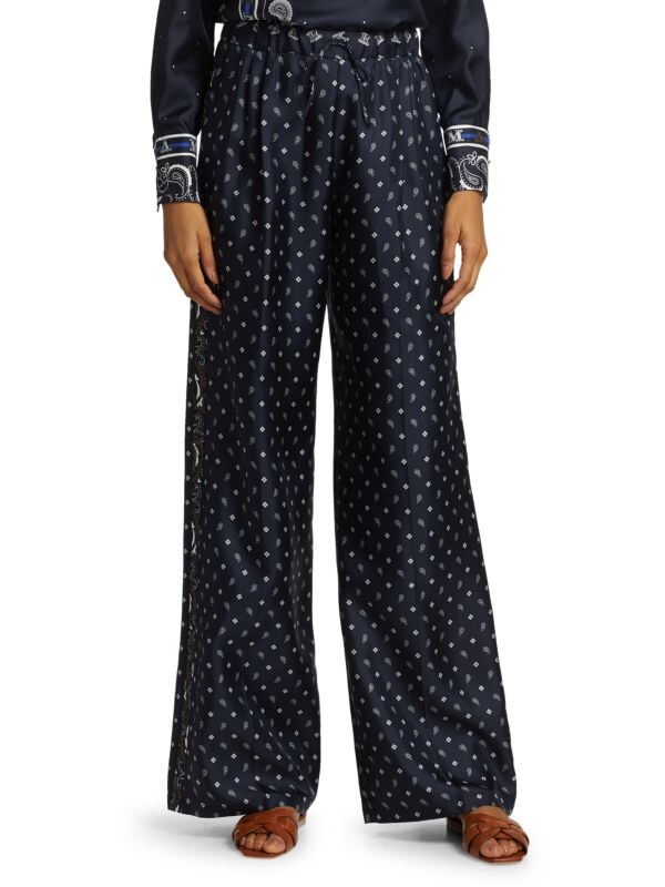

Брюки Шелковые Широкие Max Mara Bello Paisley, navy