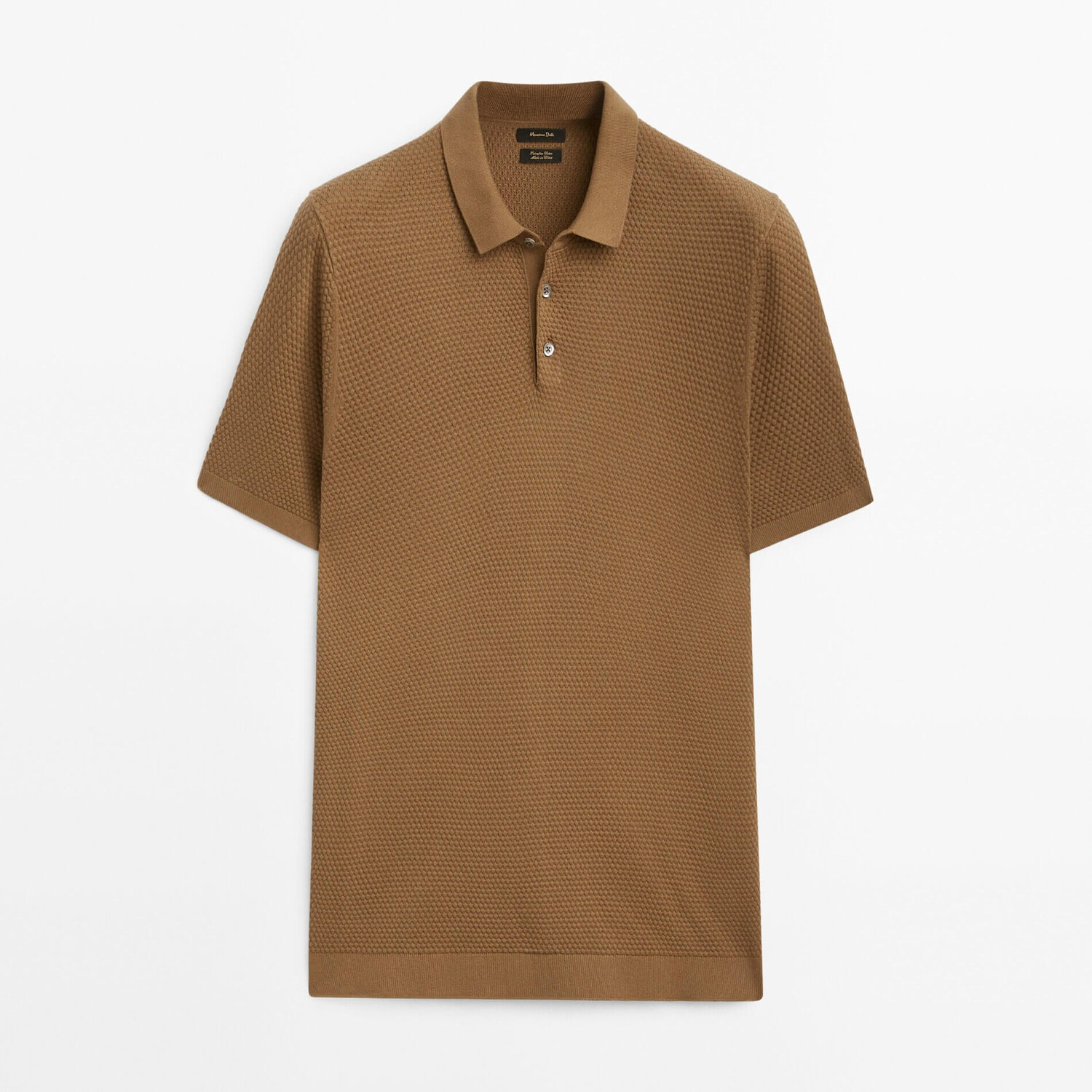 

Свитер-поло Massimo Dutti Textured Short Sleeve, светло-коричневый