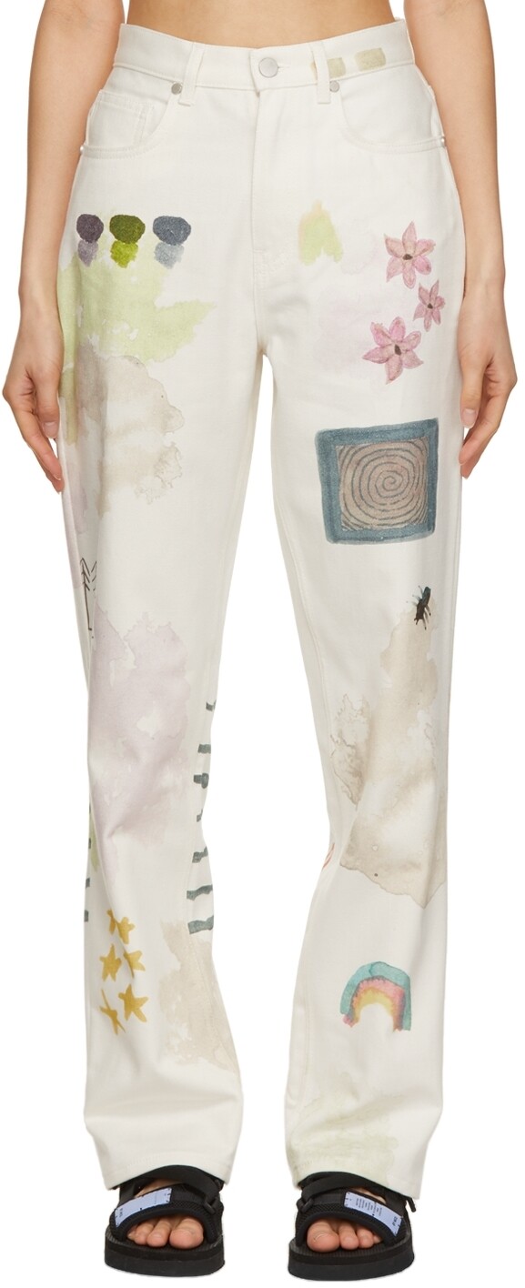 

Джинсы Off-White с отворотом и рисунком MCQ
