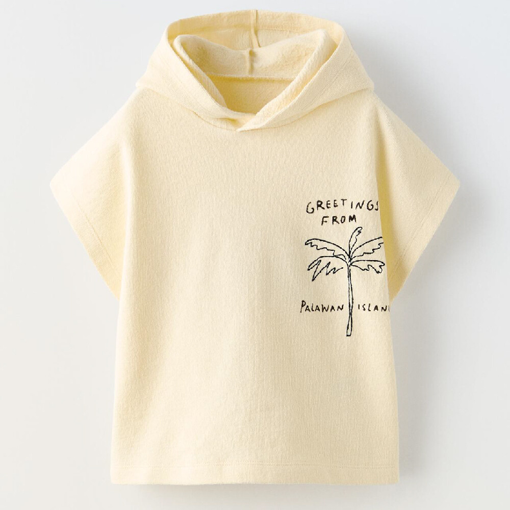 

Футболка Zara Embroidered Terry, сетло-желтый