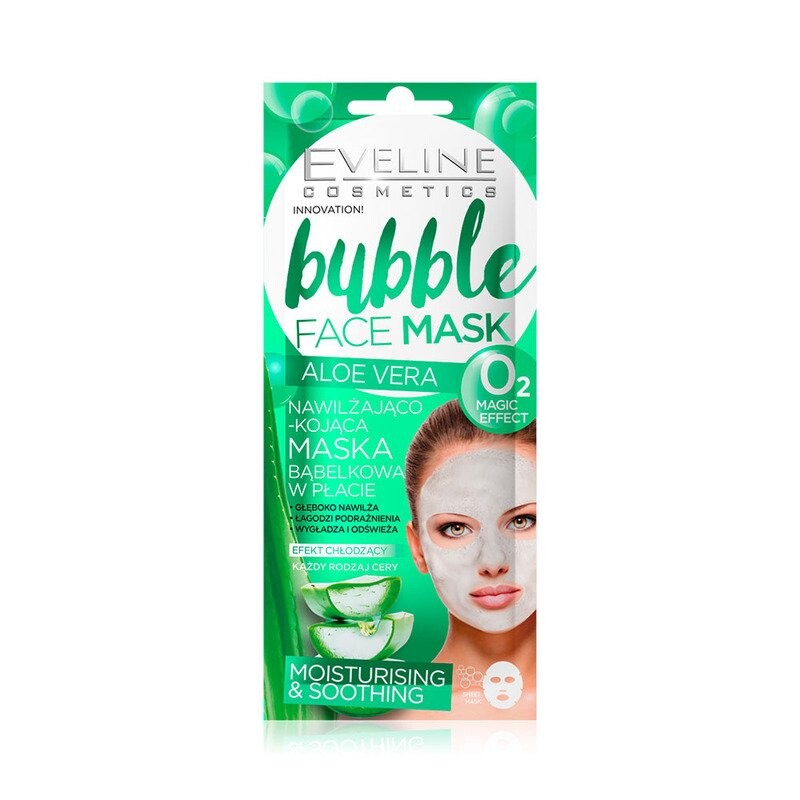 

Eveline Cosmetics Bubble Face Mask Увлажняющая пузырьковая тканевая маска Алоэ Вера 7мл