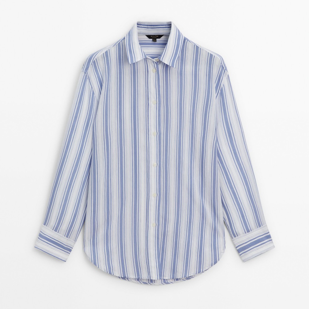 Блузка Massimo Dutti Striped Oversize, синий