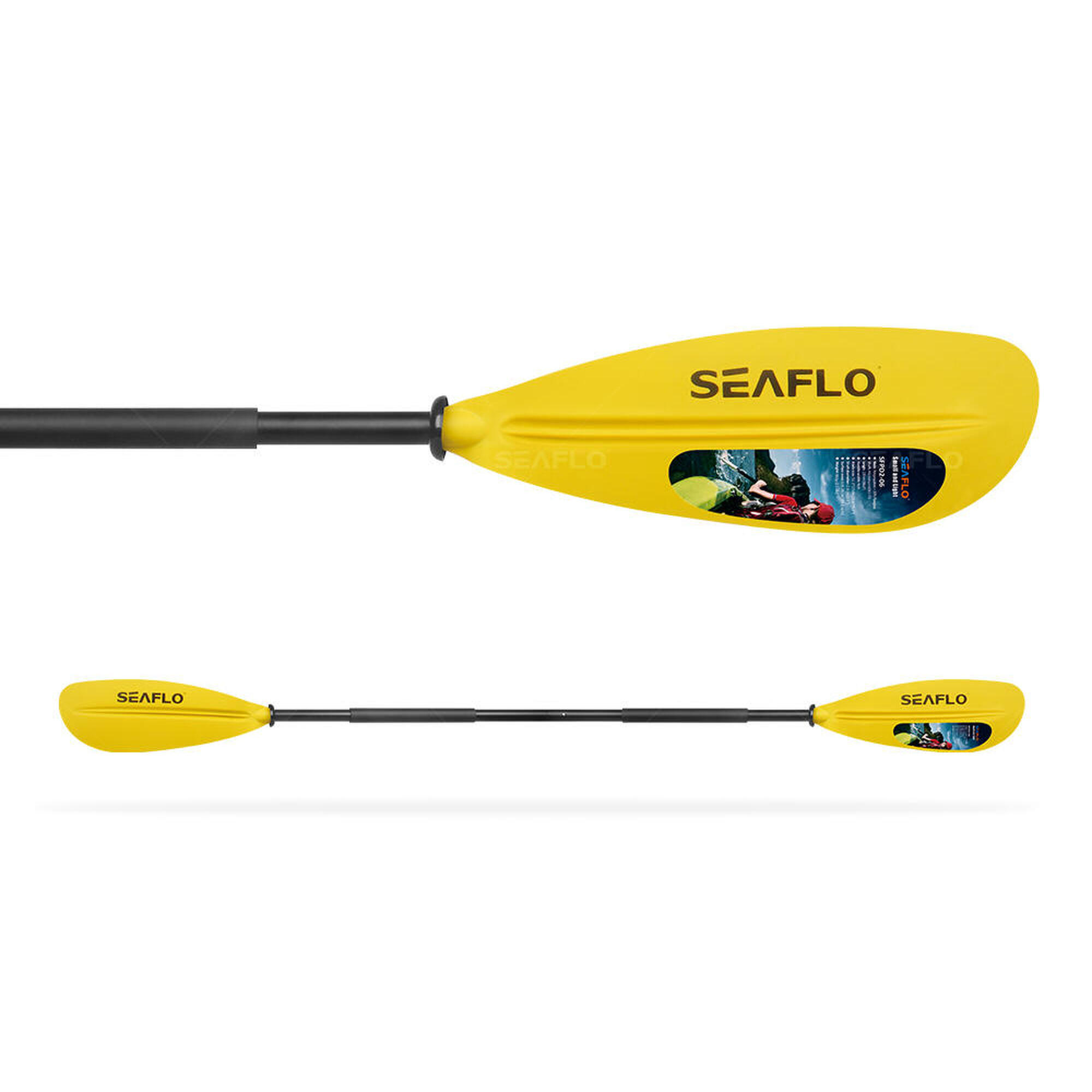 Весло для взрослых каяк sf206g черное двойное весло seaflo, желтый черный