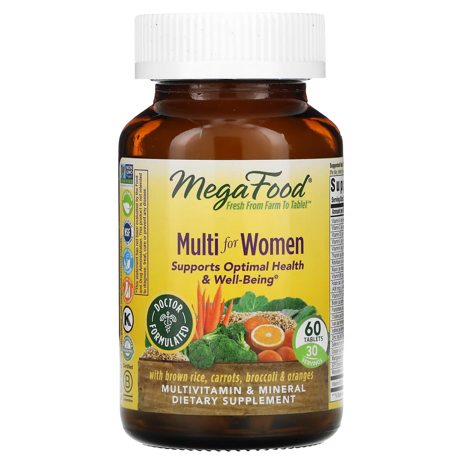 MegaFood, комплекс витаминов и микроэлементов для женщин, 60 таблеток megafood multi for women 40 комплекс витаминов и микроэлементов для женщин старше 40 лет 120 таблеток