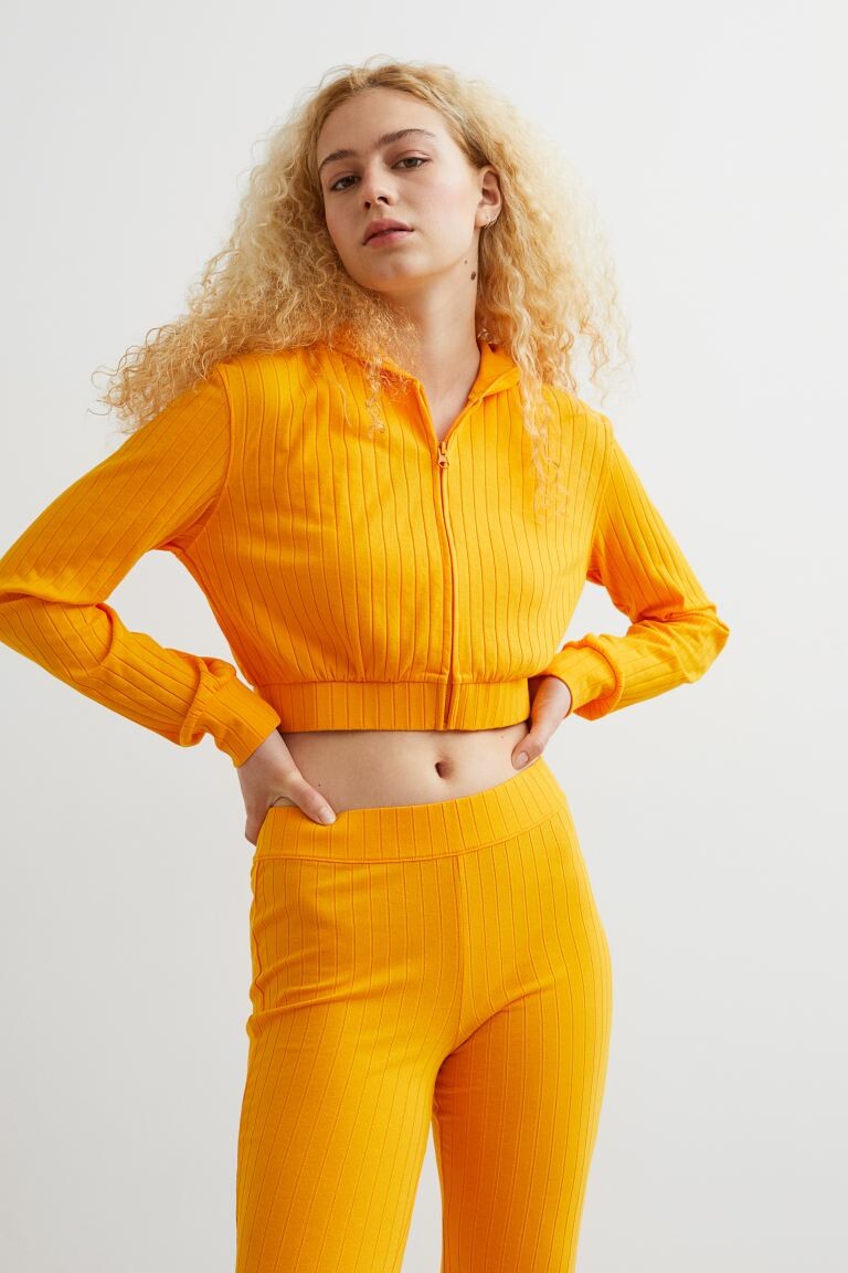 

Укороченная толстовка с капюшоном на молнии H&M, апельсин