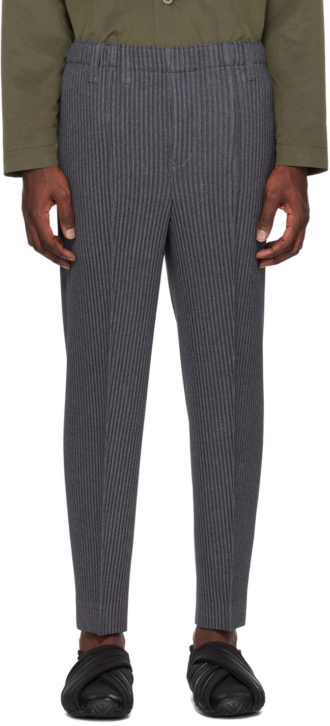 

Серые шерстяные легкие брюки Homme Plissé Issey Miyake, Серый