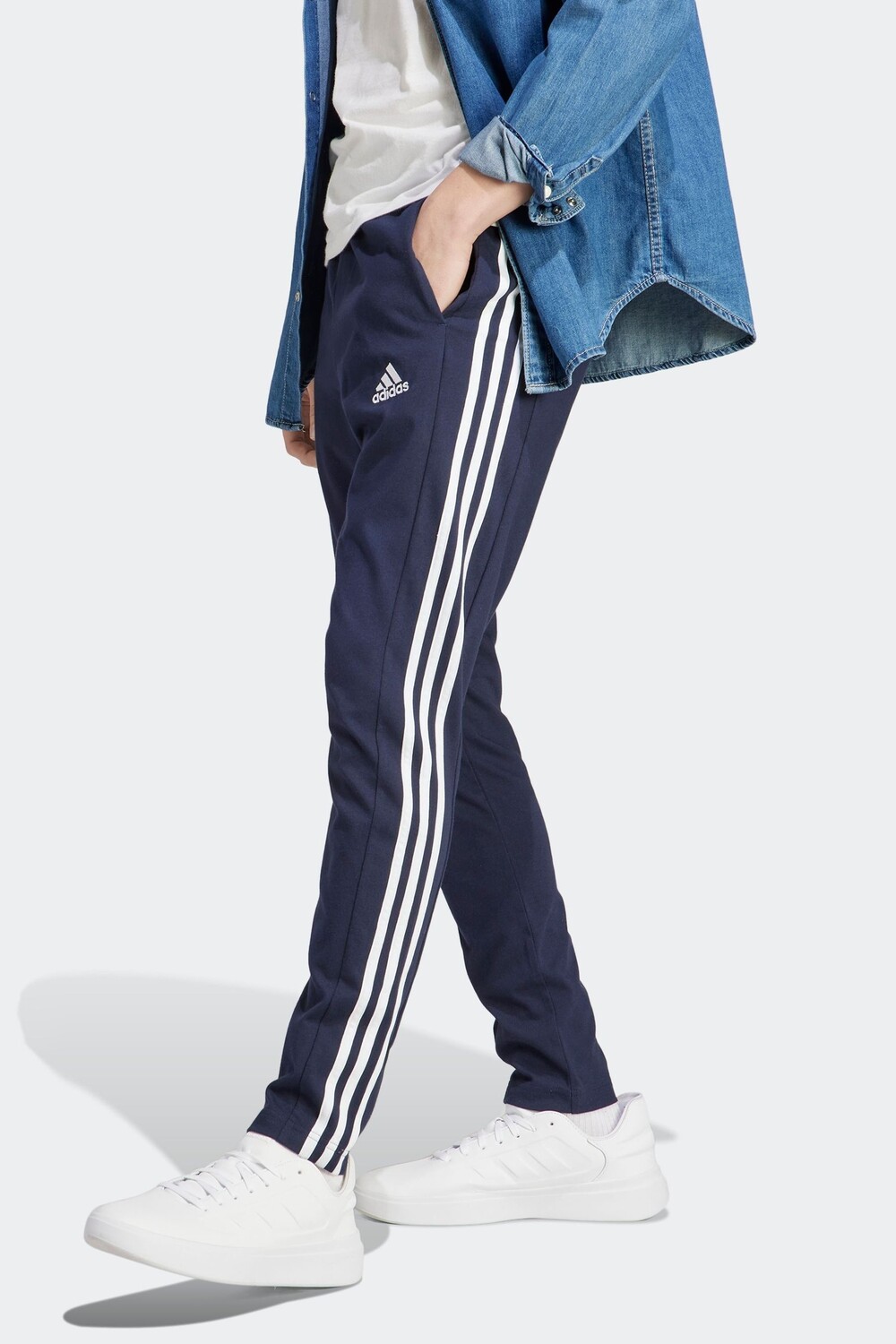 

Зауженные джоггеры из джерси с 3 полосками Essentials adidas, синий