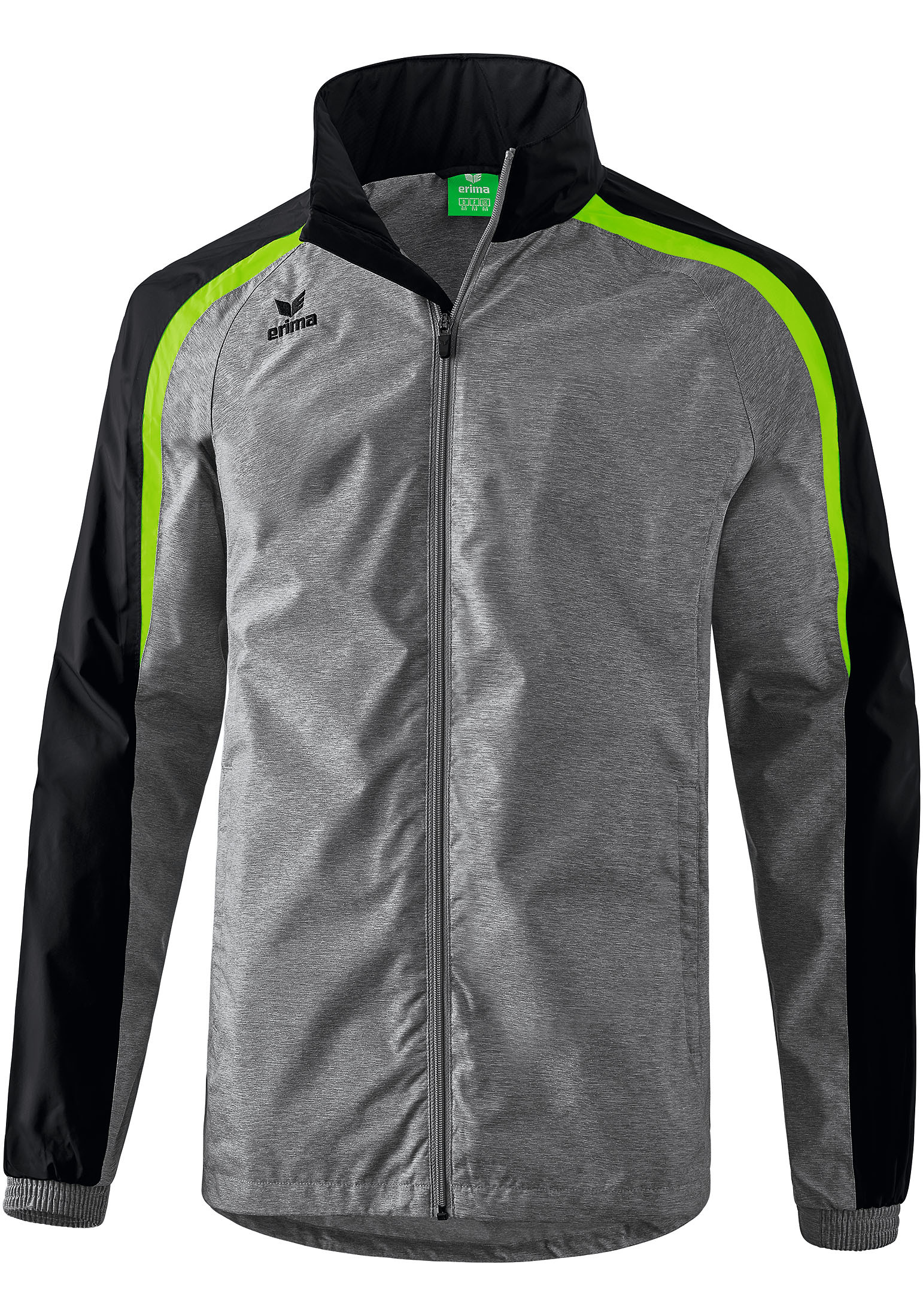 Куртка erima Liga 2.0 Allwetterjacke, серый меланж/черный/зеленый геккон
