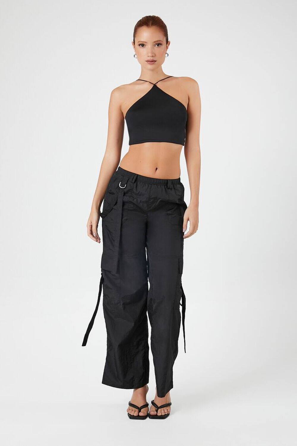

Прямые брюки карго Forever 21, черный