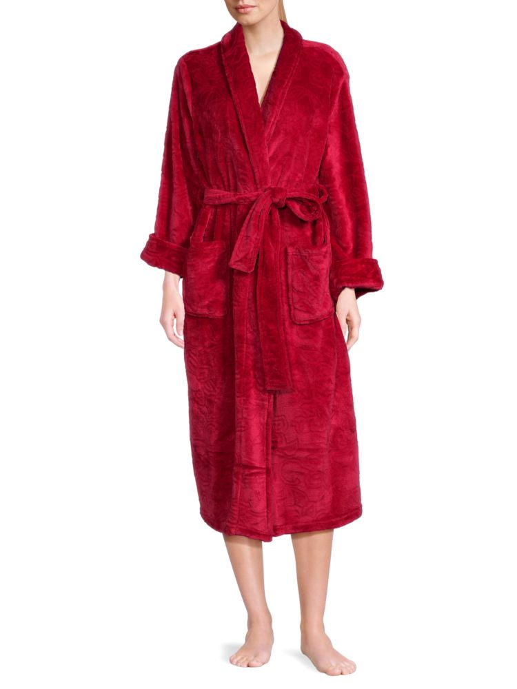Плюшевый халат с поясом Natori, рубин