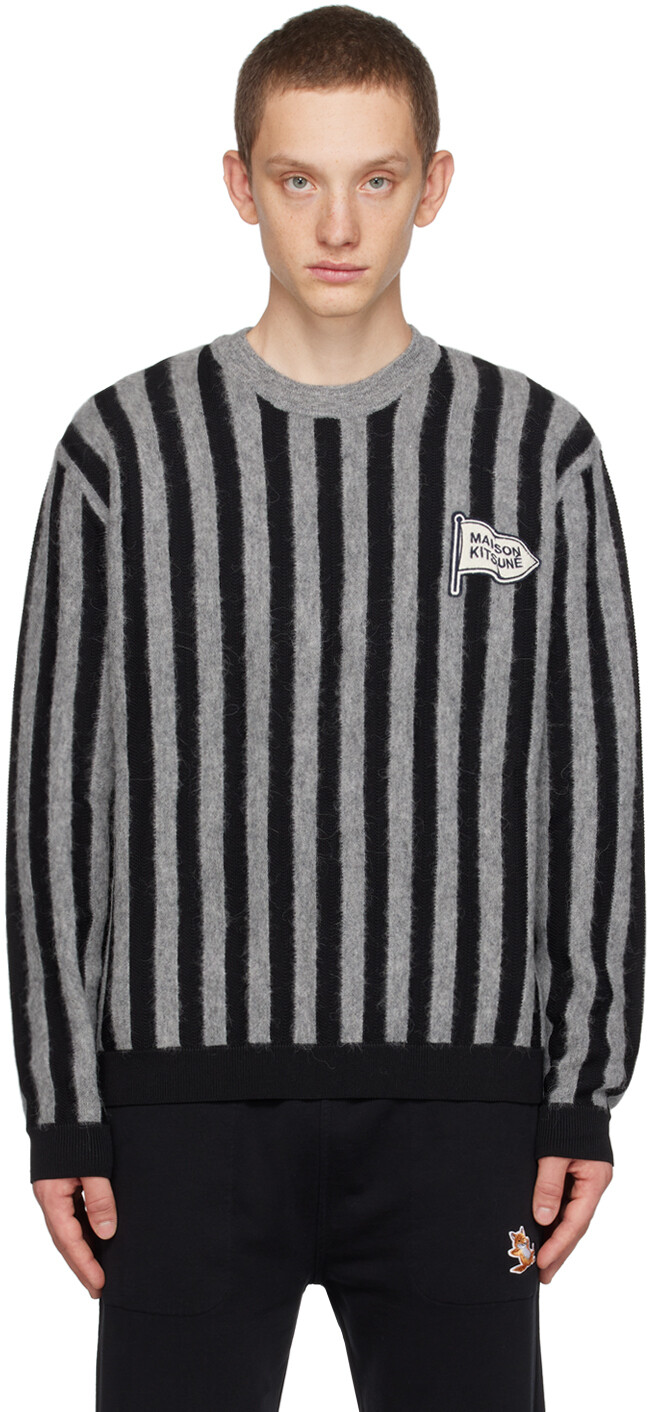 

Черно-серый полосатый свитер Maison Kitsune, Черный