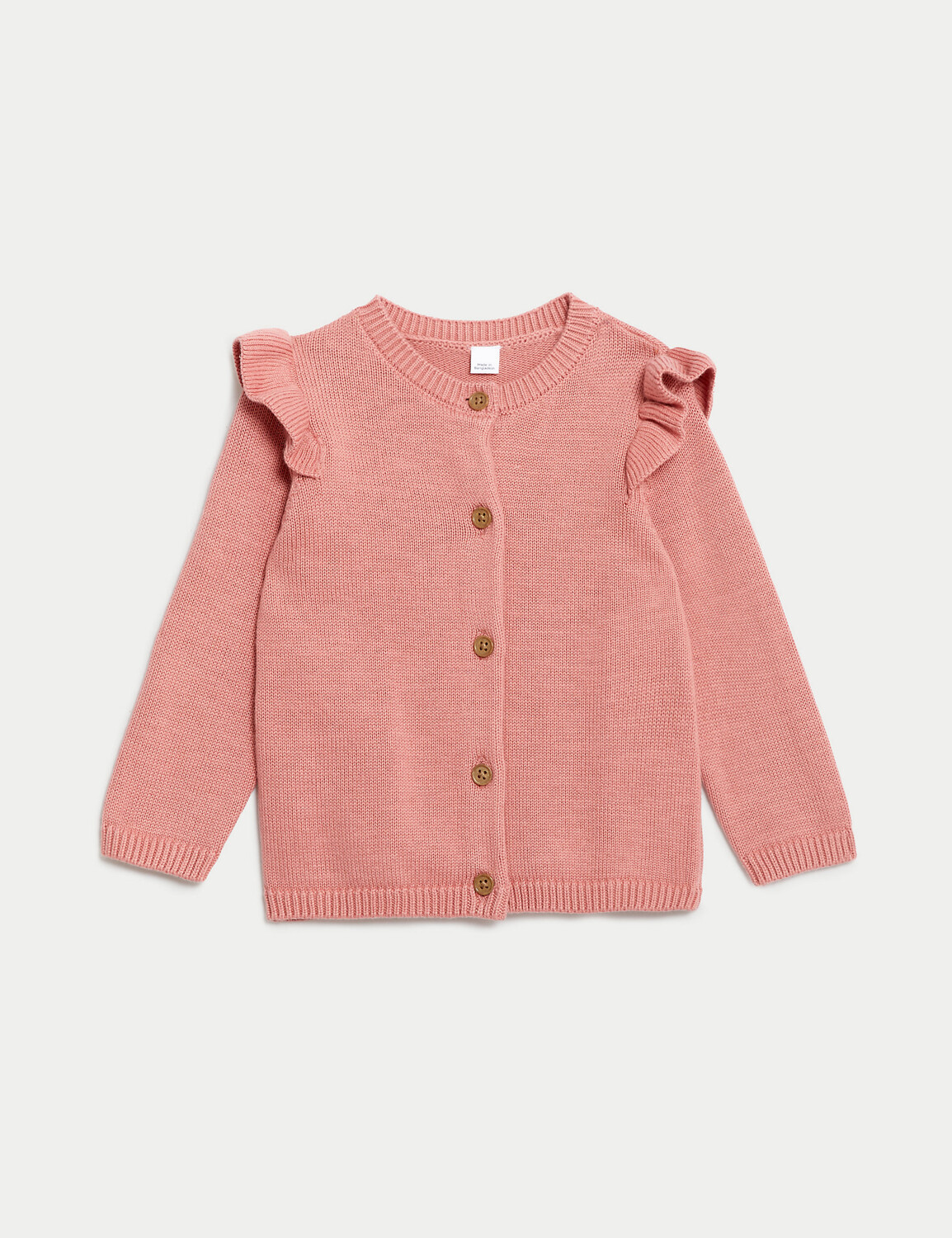 

Вязаный кардиган из чистого хлопка (0–3 года) Marks & Spencer, розовый