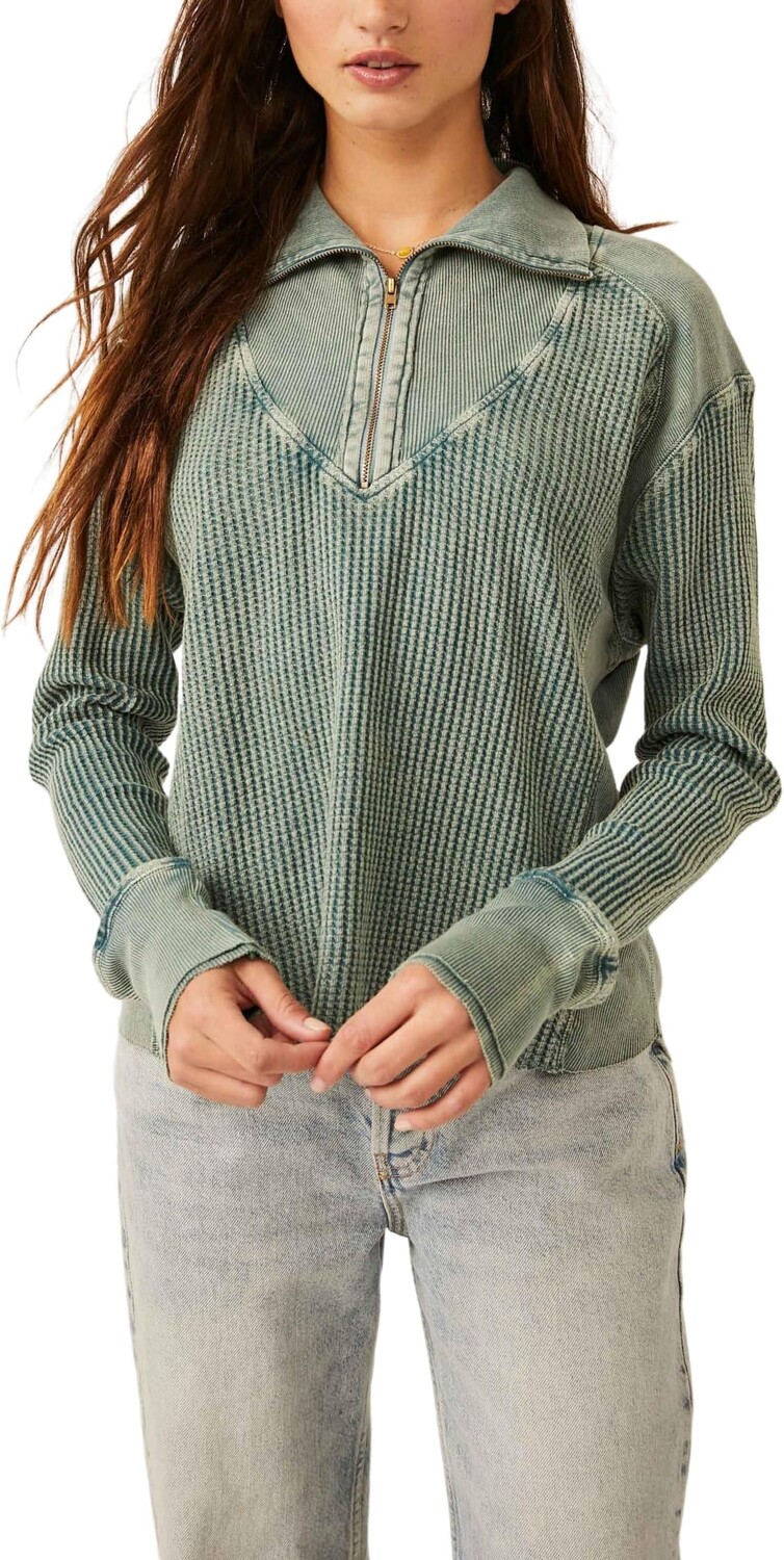 

Свитер Ashton Zip Thermal Free People, цвет Dried Pine
