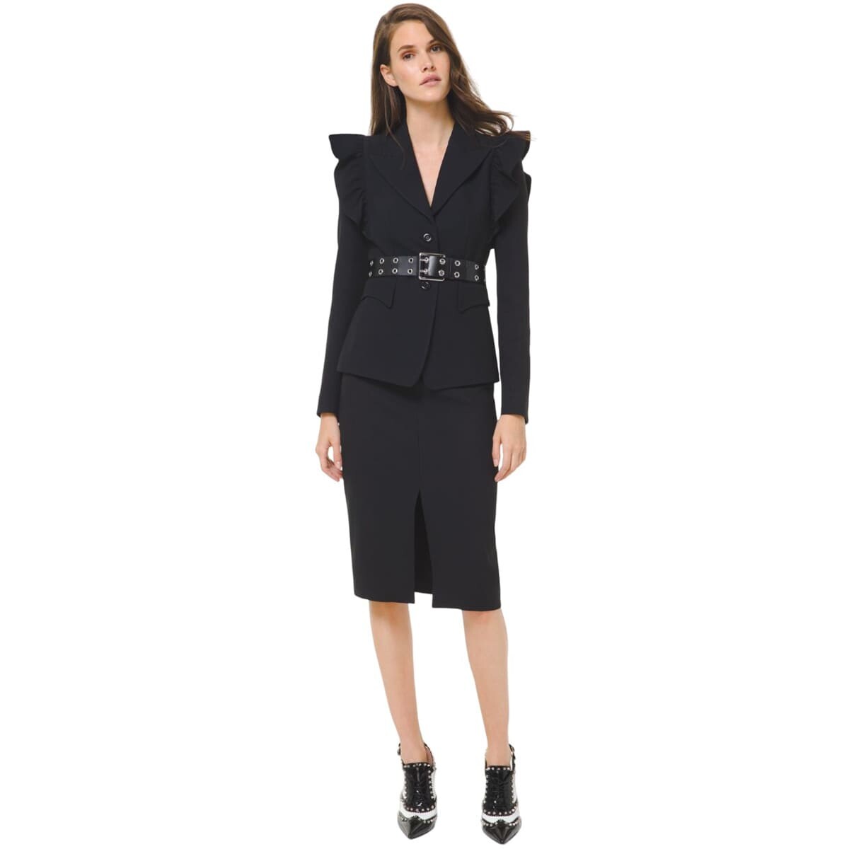 

Юбка Michael Kors Double Crepe Sable Slit-Front, черный
