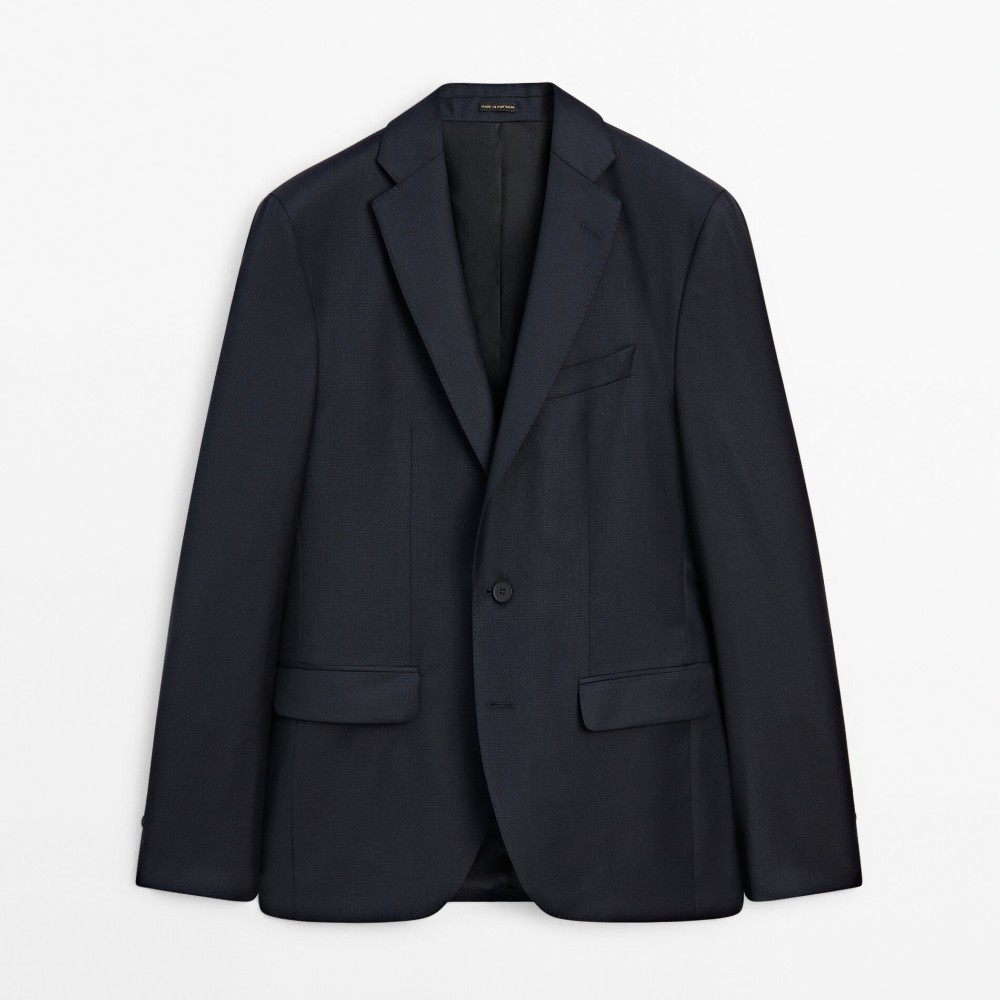Пиджак Massimo Dutti Check Suit, темно-синий пиджак massimo dutti gray suit 100% wool check серый