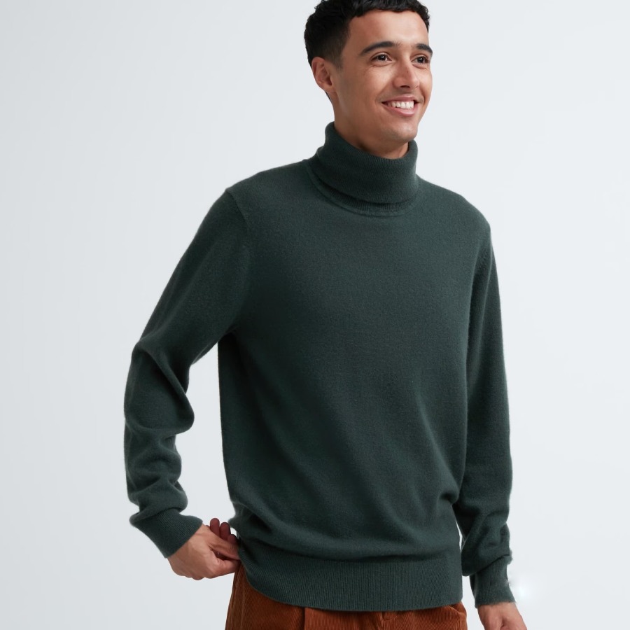 Джемпер Uniqlo Cashmere, оливковый джемпер uniqlo cashmere 3d knit seamless turtleneck красный