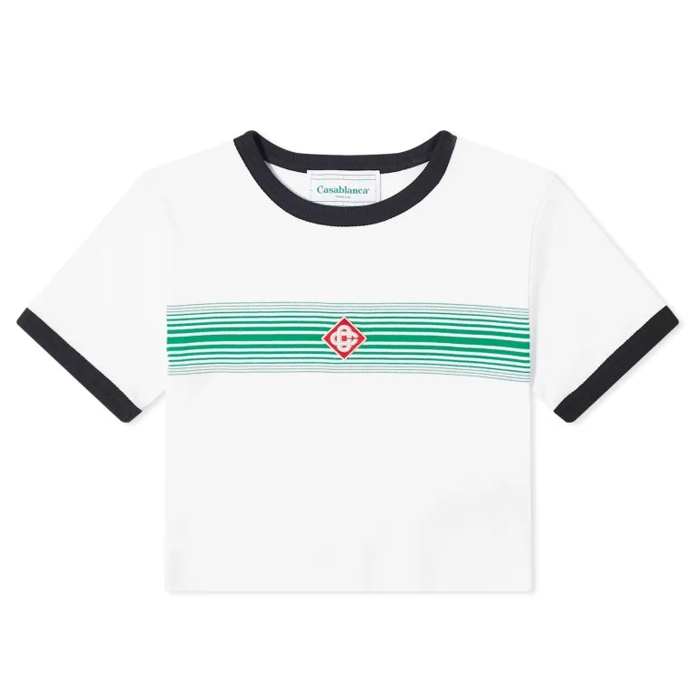 Футболка Casablanca Logo Stripe Ringer, белый цена и фото