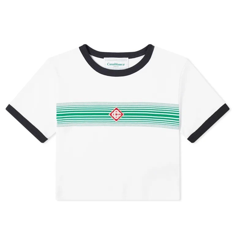 

Футболка Casablanca Logo Stripe Ringer, белый