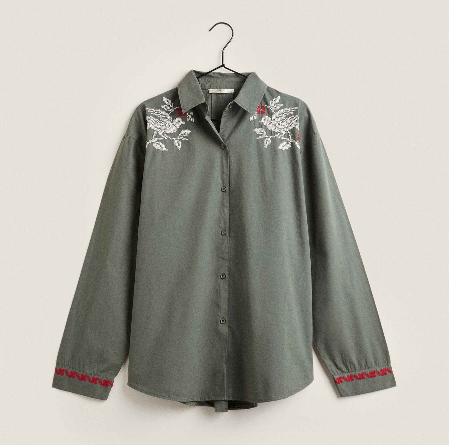 

Пижамная рубашка Zara Home With Christmas Embroidery, темно-зеленый