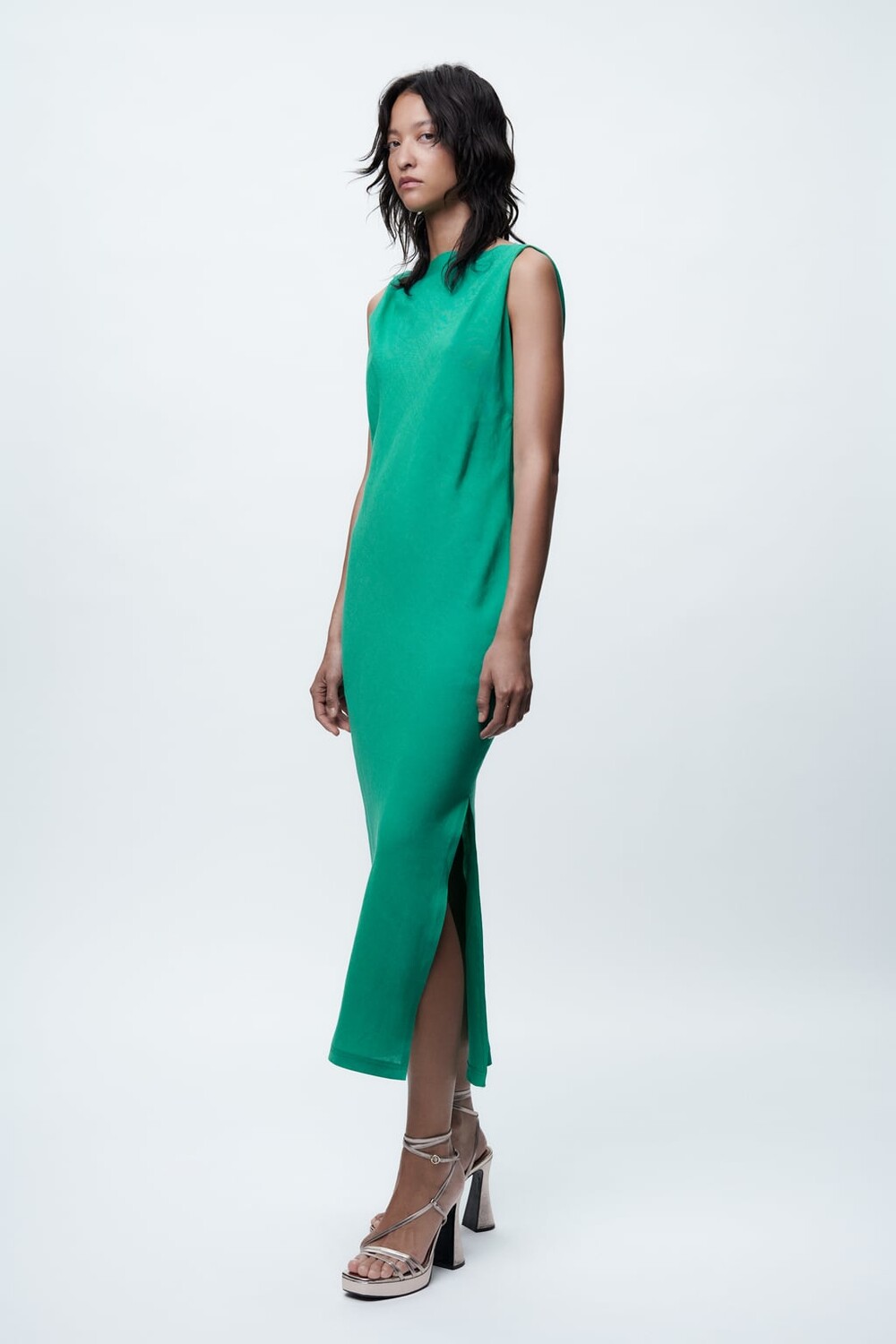 

Платье из смешанной льна ZARA, синий