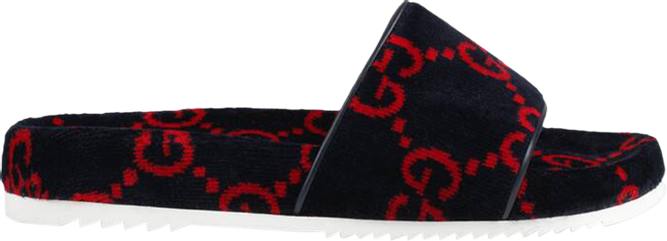 Сандалии Gucci GG Terry Cloth Slide Blue Red, синий - фото