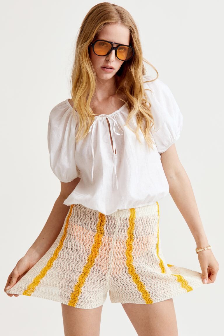 

Блузка из смесового льна H&M, белый
