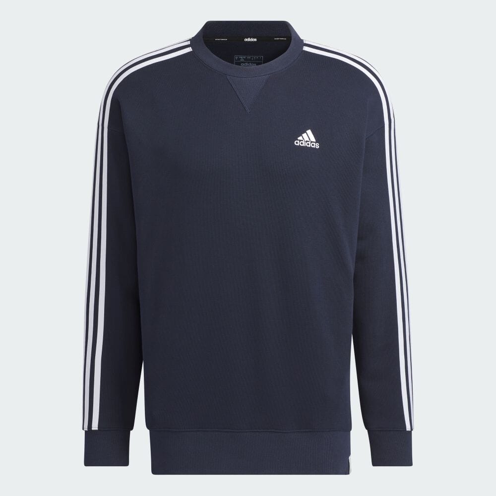 Толстовка Adidas Essentials Plus Loose Fit Three Stripes French Terry, темно-синий цена и фото