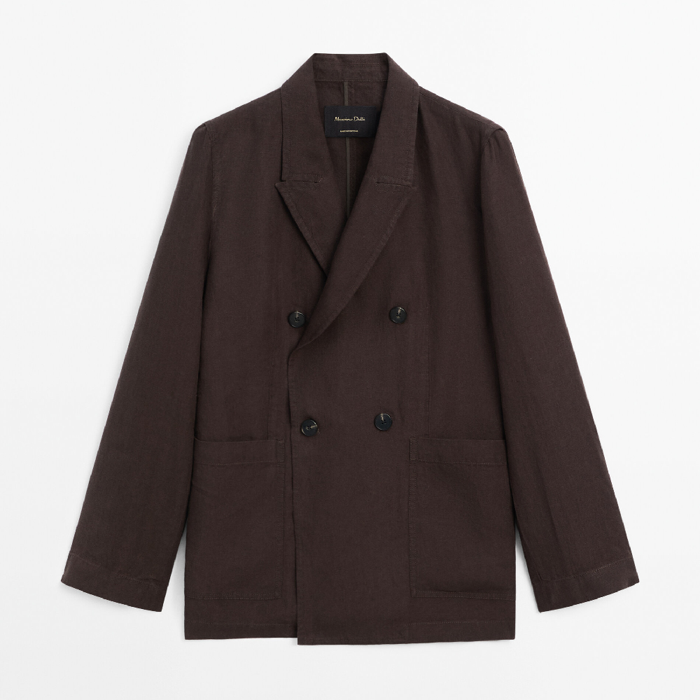 Пиджак Massimo Dutti Deconstructed 100% Linen Suit, темно-коричневый пиджак massimo dutti deconstructed 100% linen suit темно коричневый