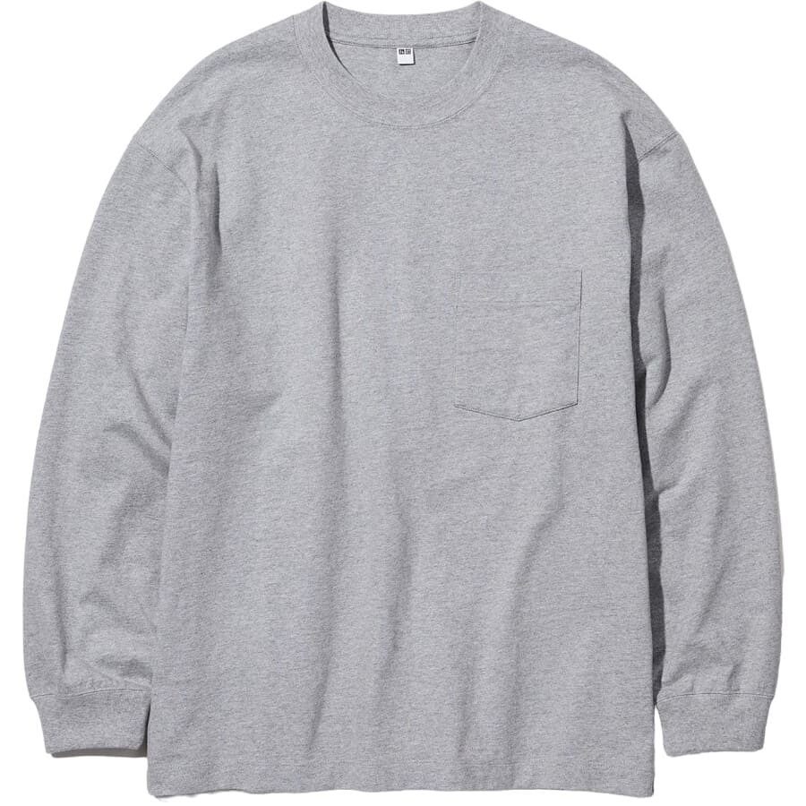 

Лонгслив Uniqlo Washed Cotton Crew Neck, серый