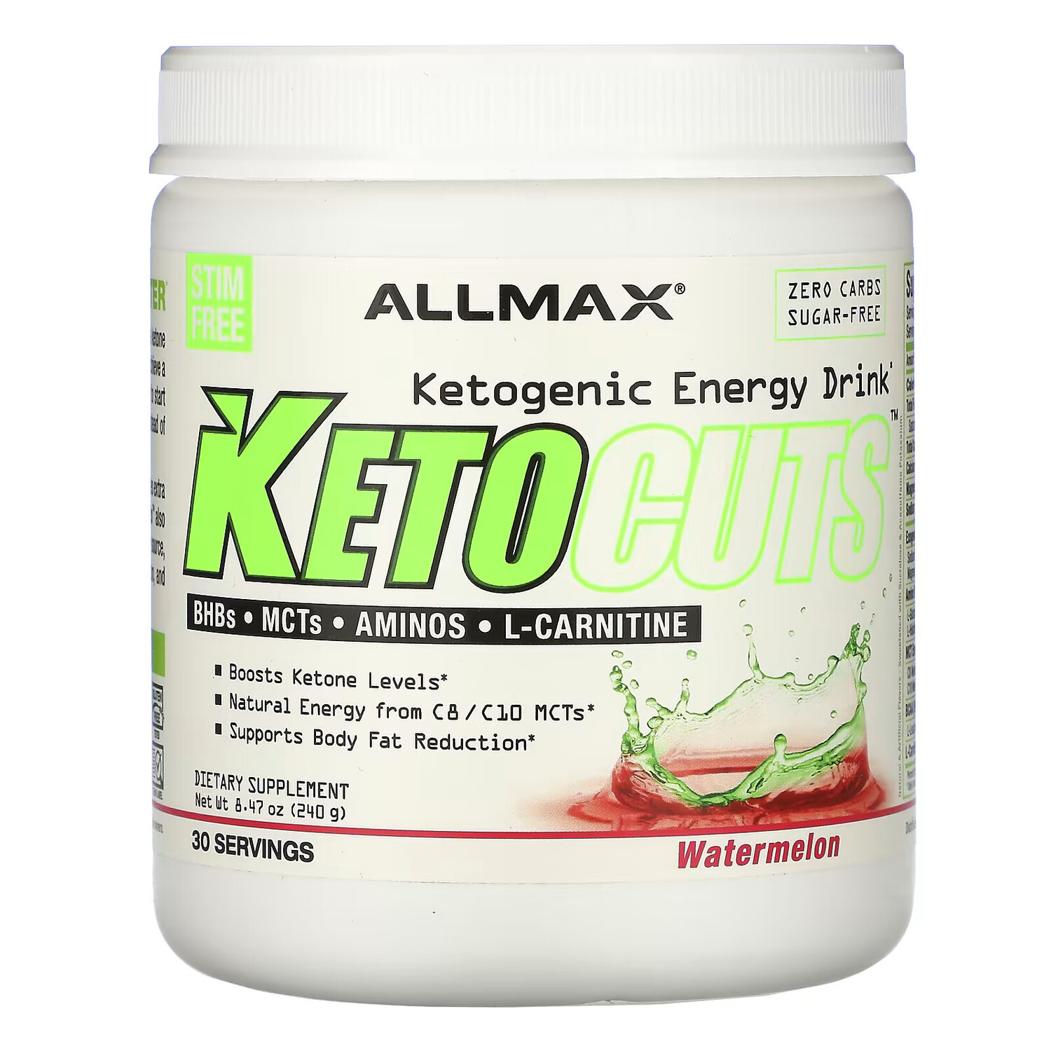 

ALLMAX, KetoCuts, кетогенный энергетический напиток, со вкусом арбуза, 240 г (8,47 унции)