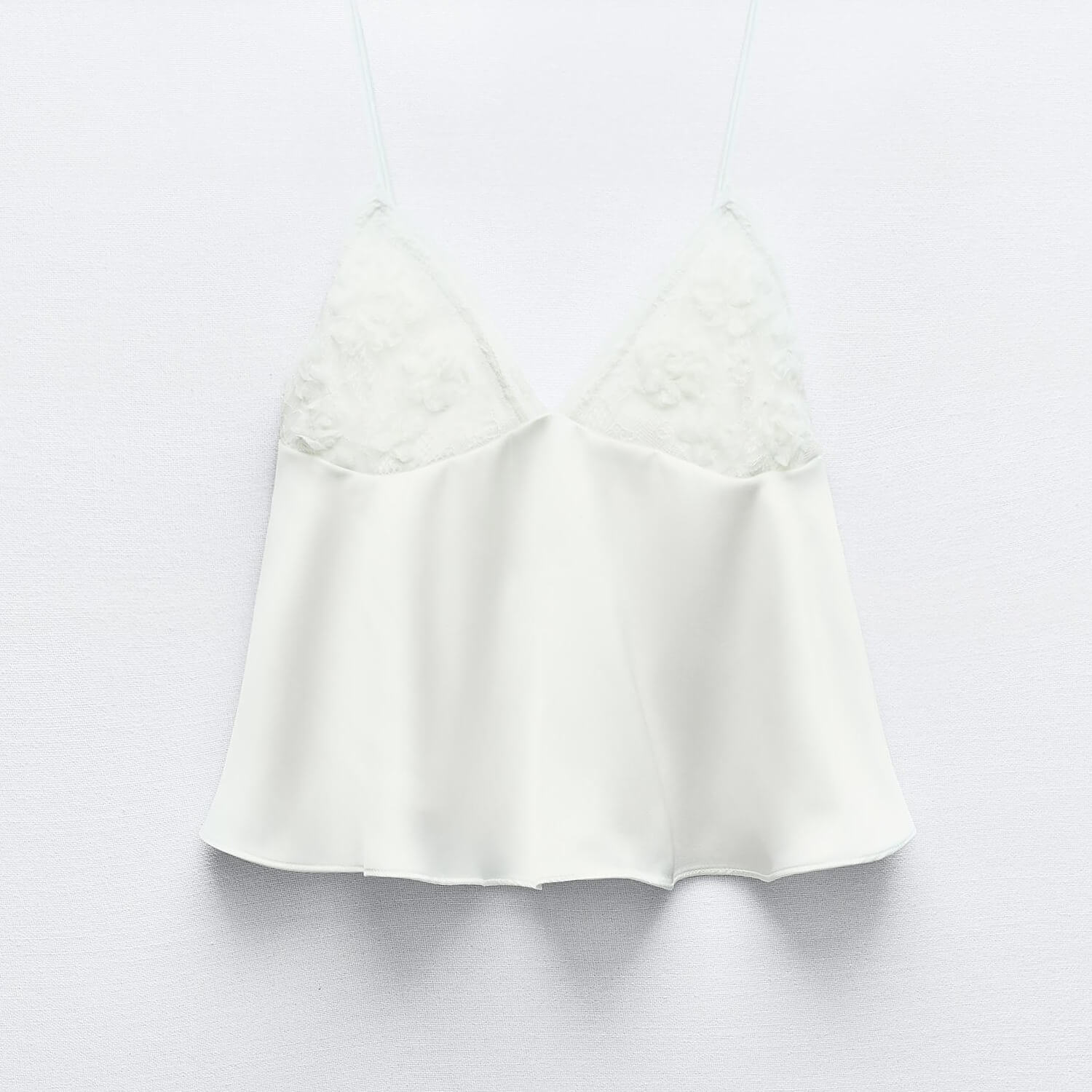 Топ Zara Lace-trimmed Camisole, белый топ zara camisole floral print мультиколор