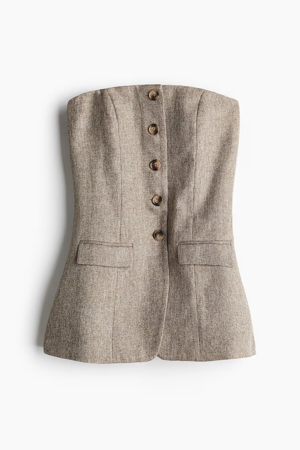 

Топ-бандо H&M A/W 2024 Button-Front, бежевый