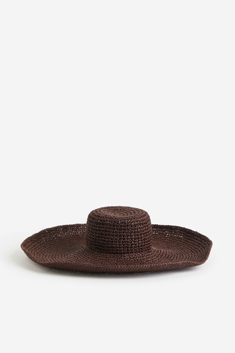 Соломенная шляпа с широкими полями H&M, темно коричневый