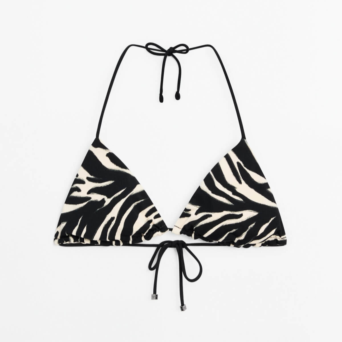 Верх купальника Massimo Dutti Printed Triangle Bikini, черный/белый