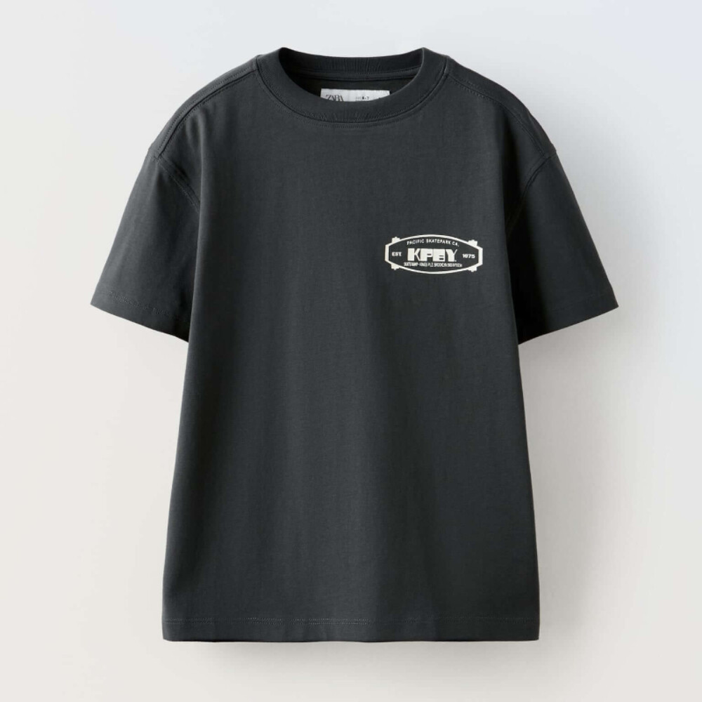 

Футболка Zara Logo Print, темно-серый