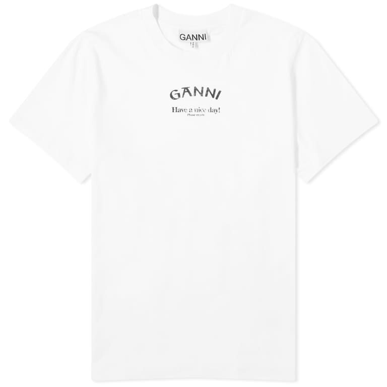

Футболка Ganni Thin Jersey Relaxed O-Neck, белый/черный