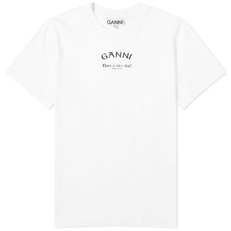 Футболка Ganni Thin Jersey Relaxed O-Neck, белый/черный