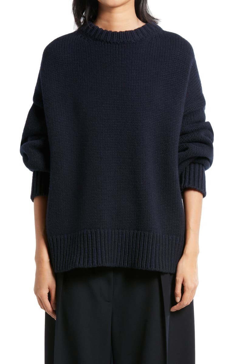 

Свитер Ophelia Oversize из шерсти и кашемира с круглым вырезом THE ROW, темно-синий