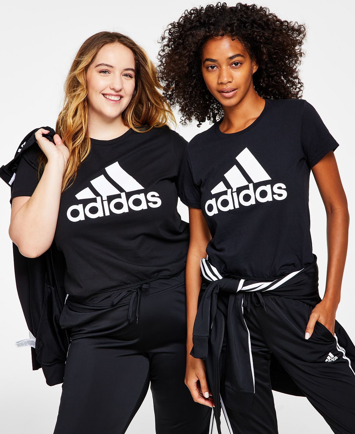 Женская хлопковая футболка с логотипом essentials, xs-4x adidas, черно-белый