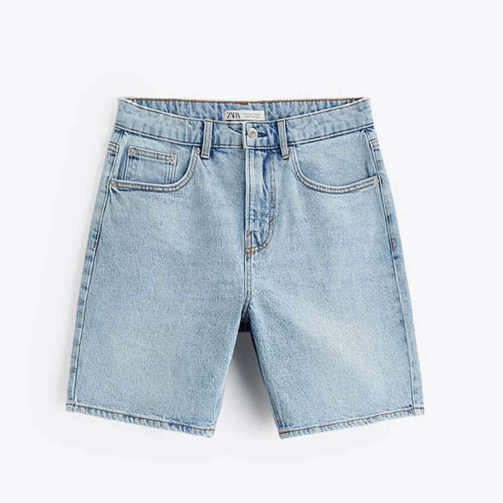 

Шорты Zara Basic Denim Bermuda, светло-голубой