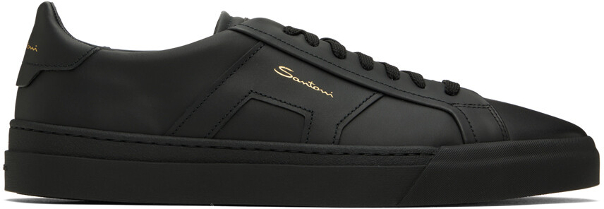 

Черные кроссовки с двойной пряжкой Santoni