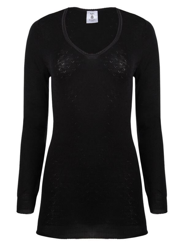 

Топ с длинными рукавами из шерсти мериноса Memoi Black