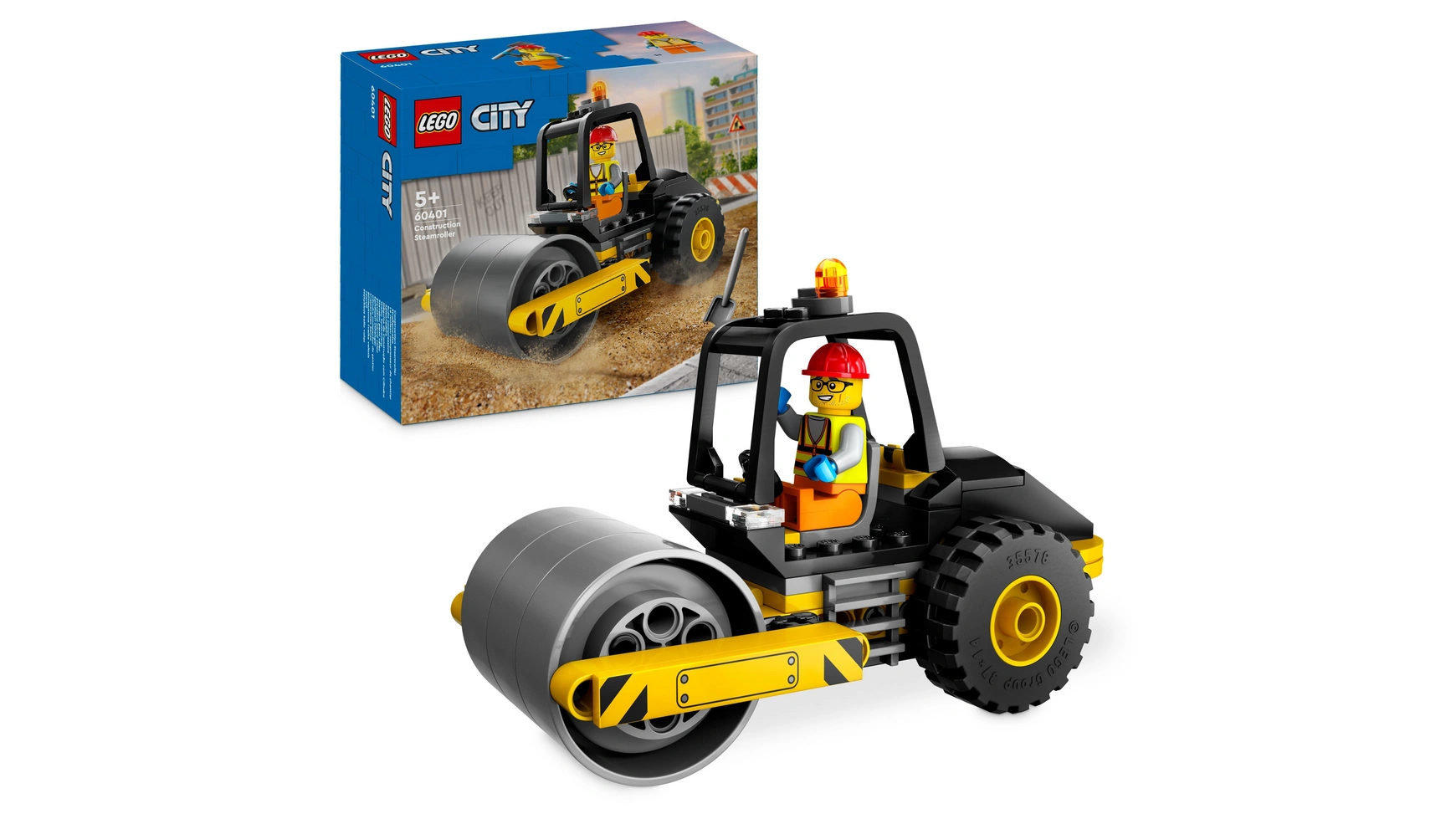 Lego City Дорожный каток, игрушка для стройплощадки со строителем игрушка каток дорожный