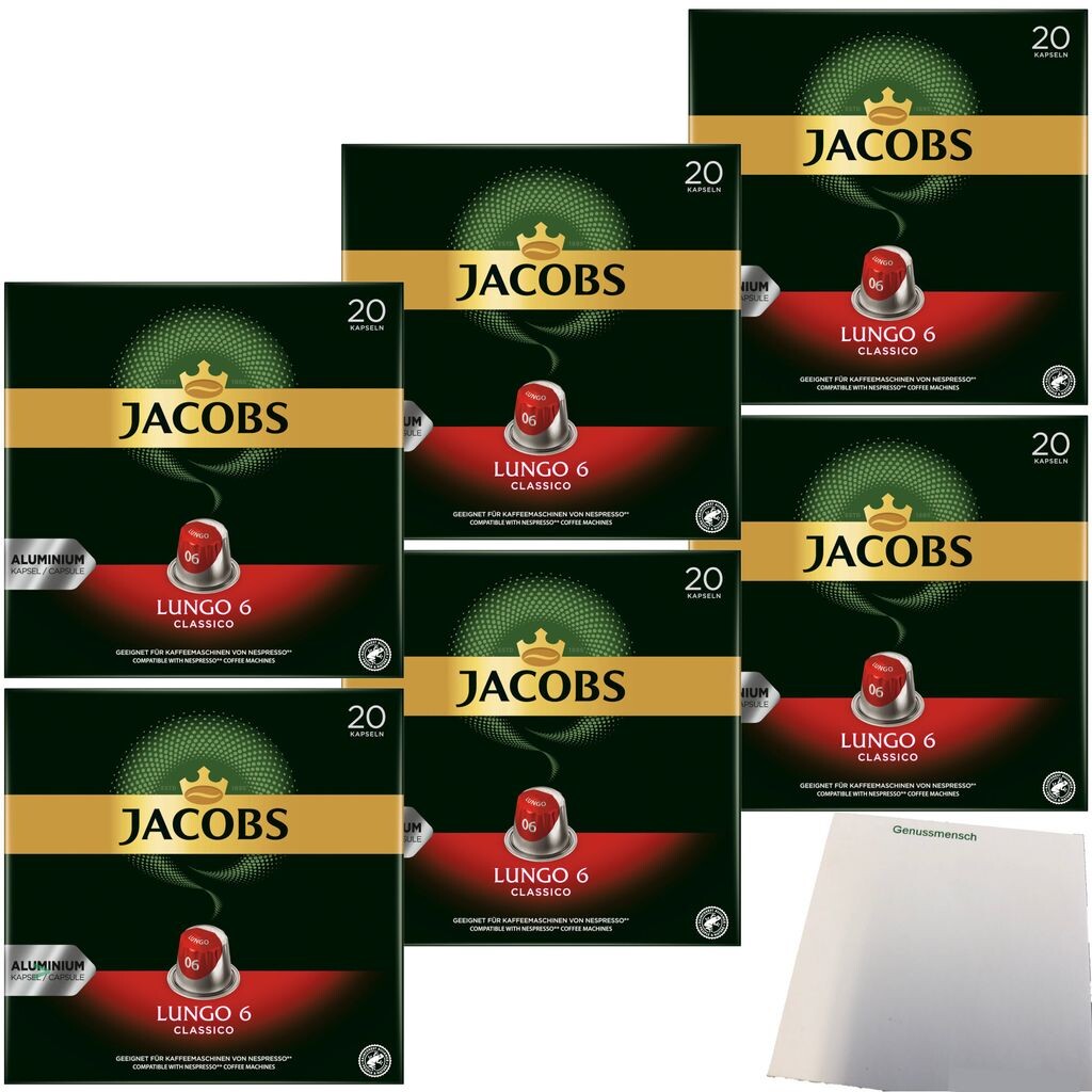 

Jacobs Coffee Lungo 6 для Nespresso 120 капсул (упаковка 6x104г) + блок usy